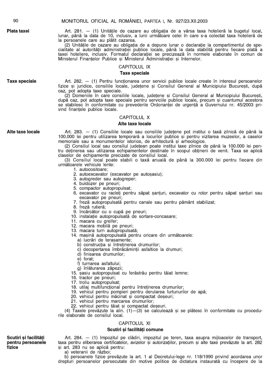Pagina 90 din Monitorul Oficial nr. 927/2003