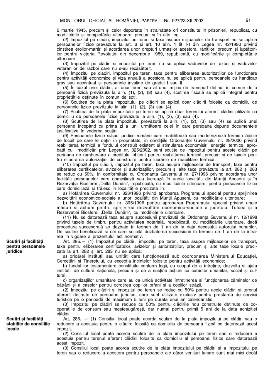 Pagina 91 din Monitorul Oficial nr. 927/2003
