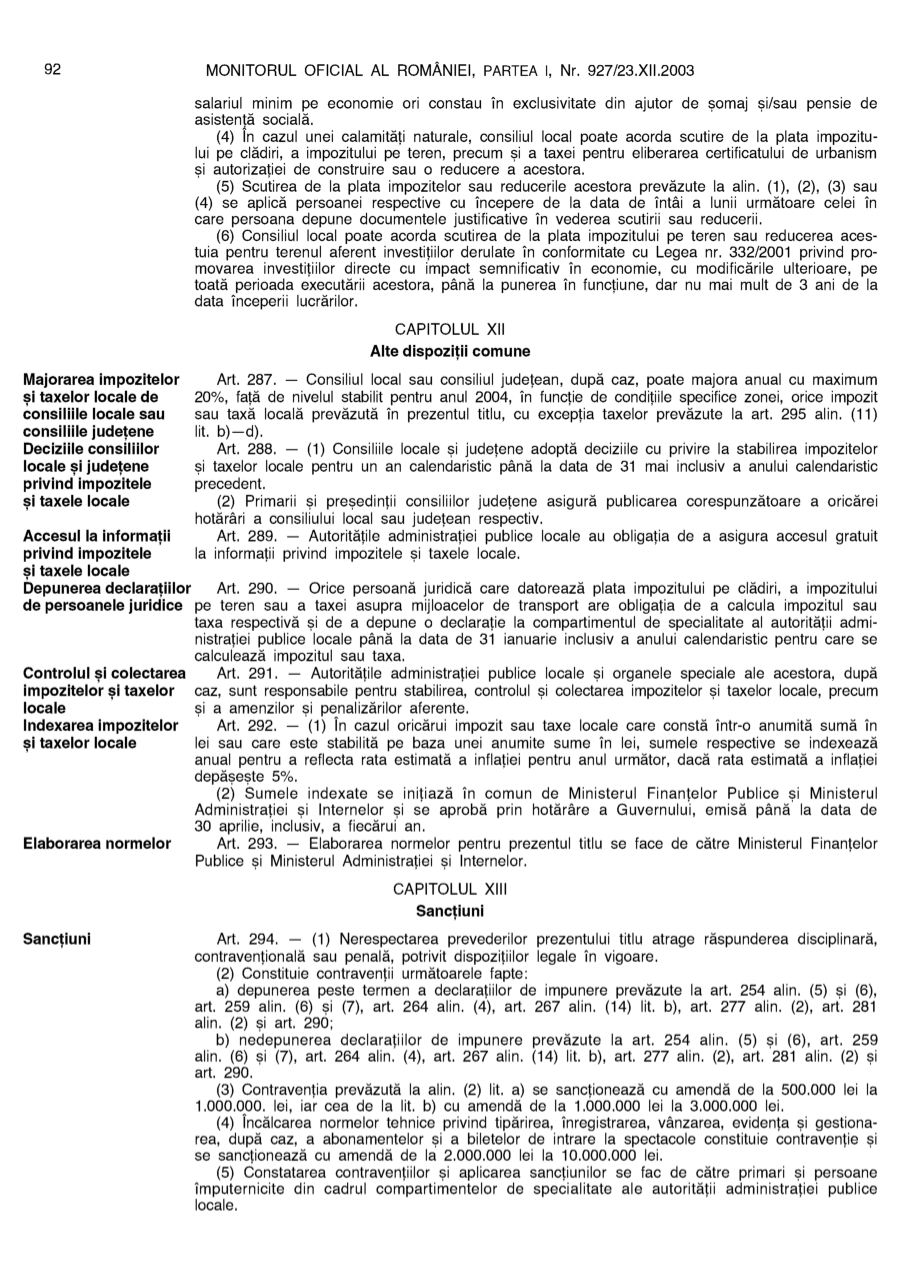 Pagina 92 din Monitorul Oficial nr. 927/2003