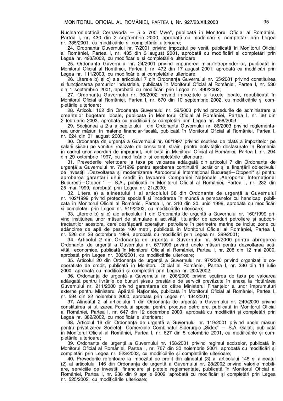 Pagina 95 din Monitorul Oficial nr. 927/2003