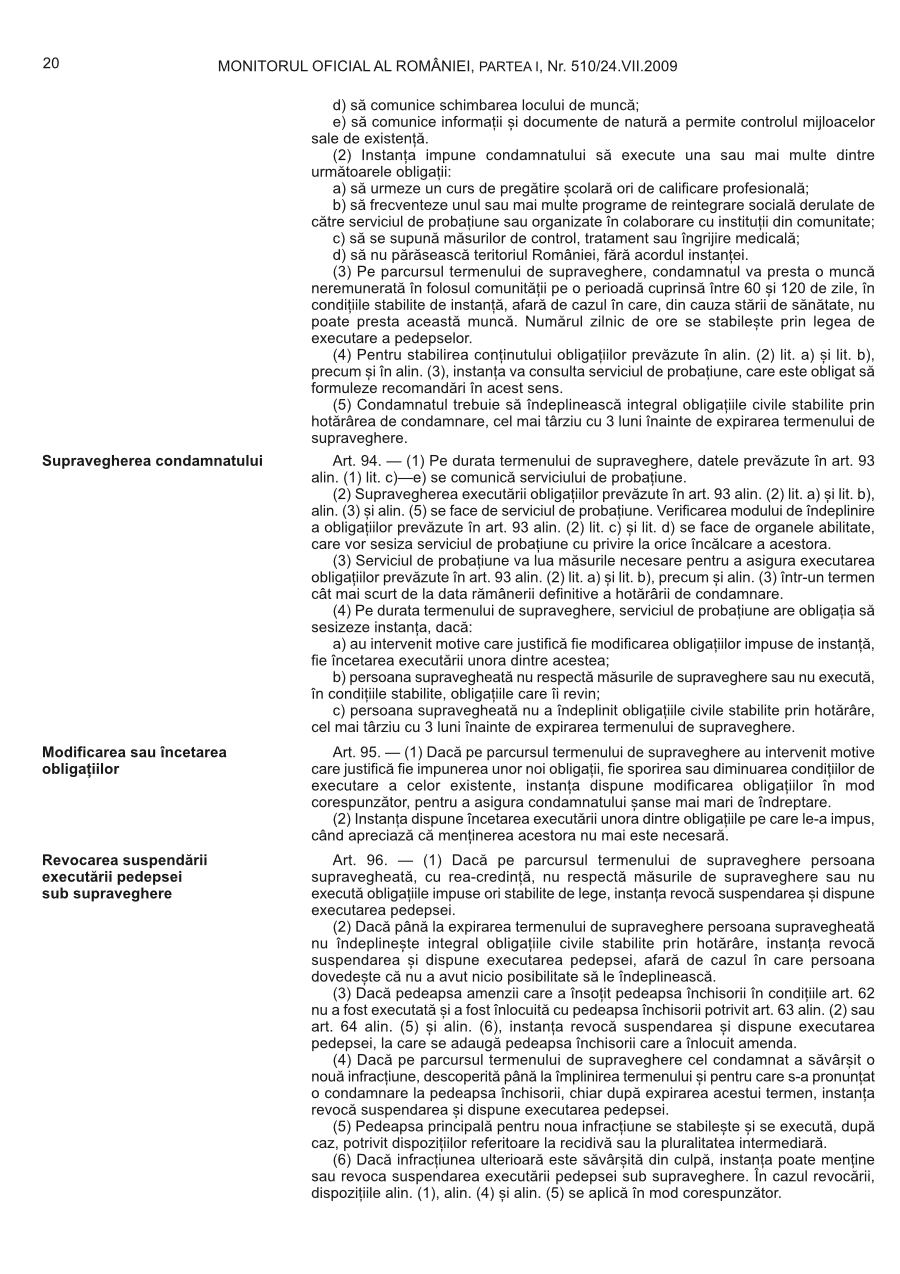 Pagina 20 din Monitorul Oficial nr. 510/2009