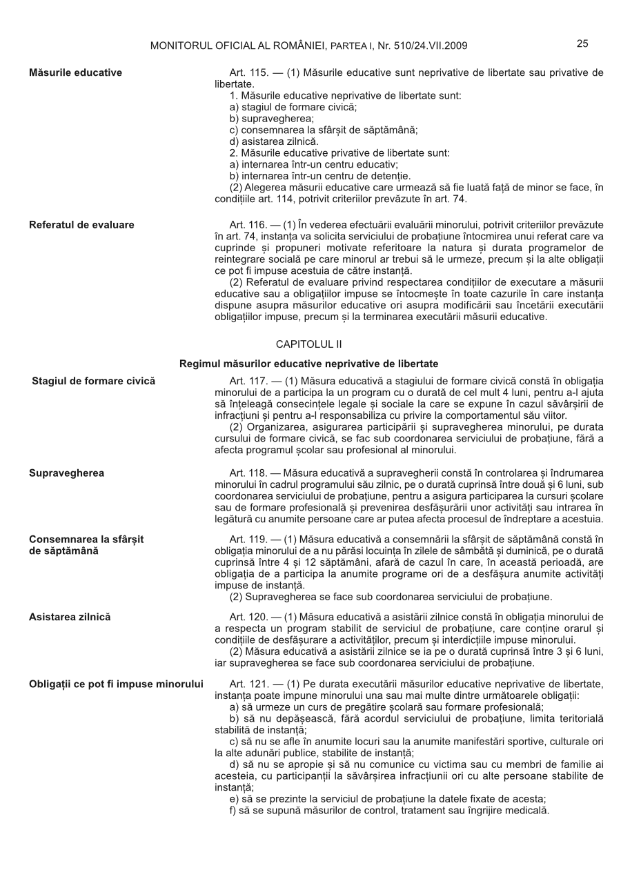 Pagina 25 din Monitorul Oficial nr. 510/2009