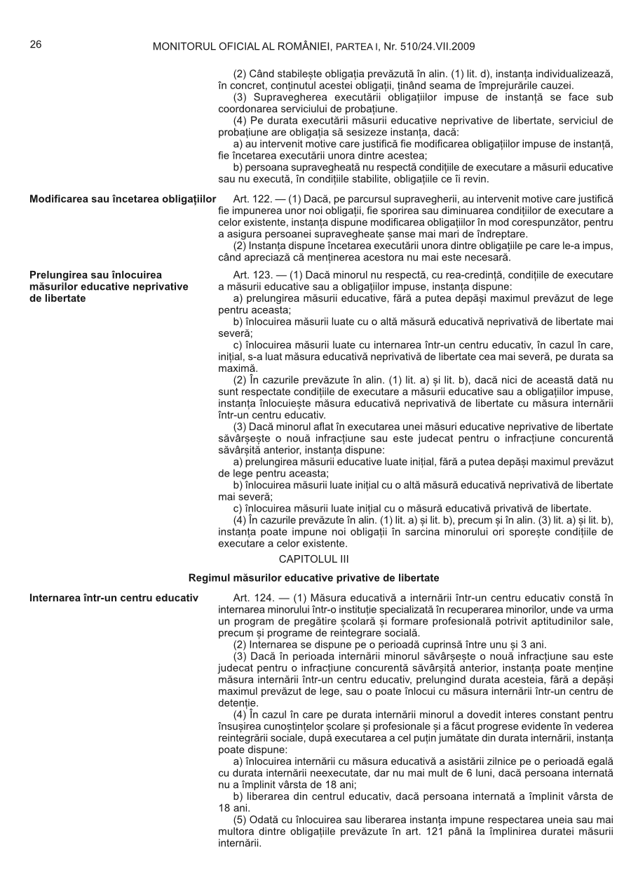 Pagina 26 din Monitorul Oficial nr. 510/2009