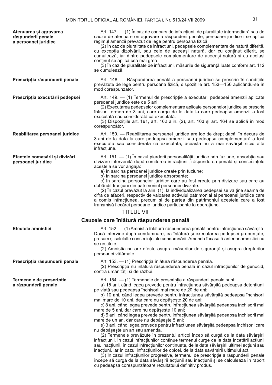 Pagina 31 din Monitorul Oficial nr. 510/2009