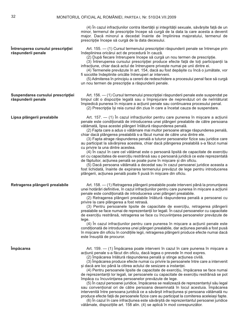 Pagina 32 din Monitorul Oficial nr. 510/2009