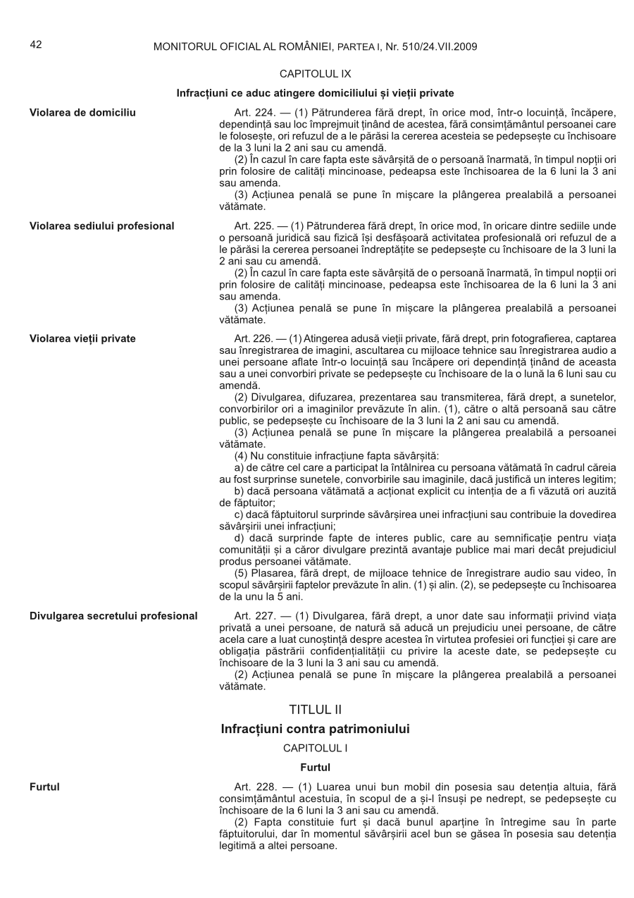 Pagina 42 din Monitorul Oficial nr. 510/2009