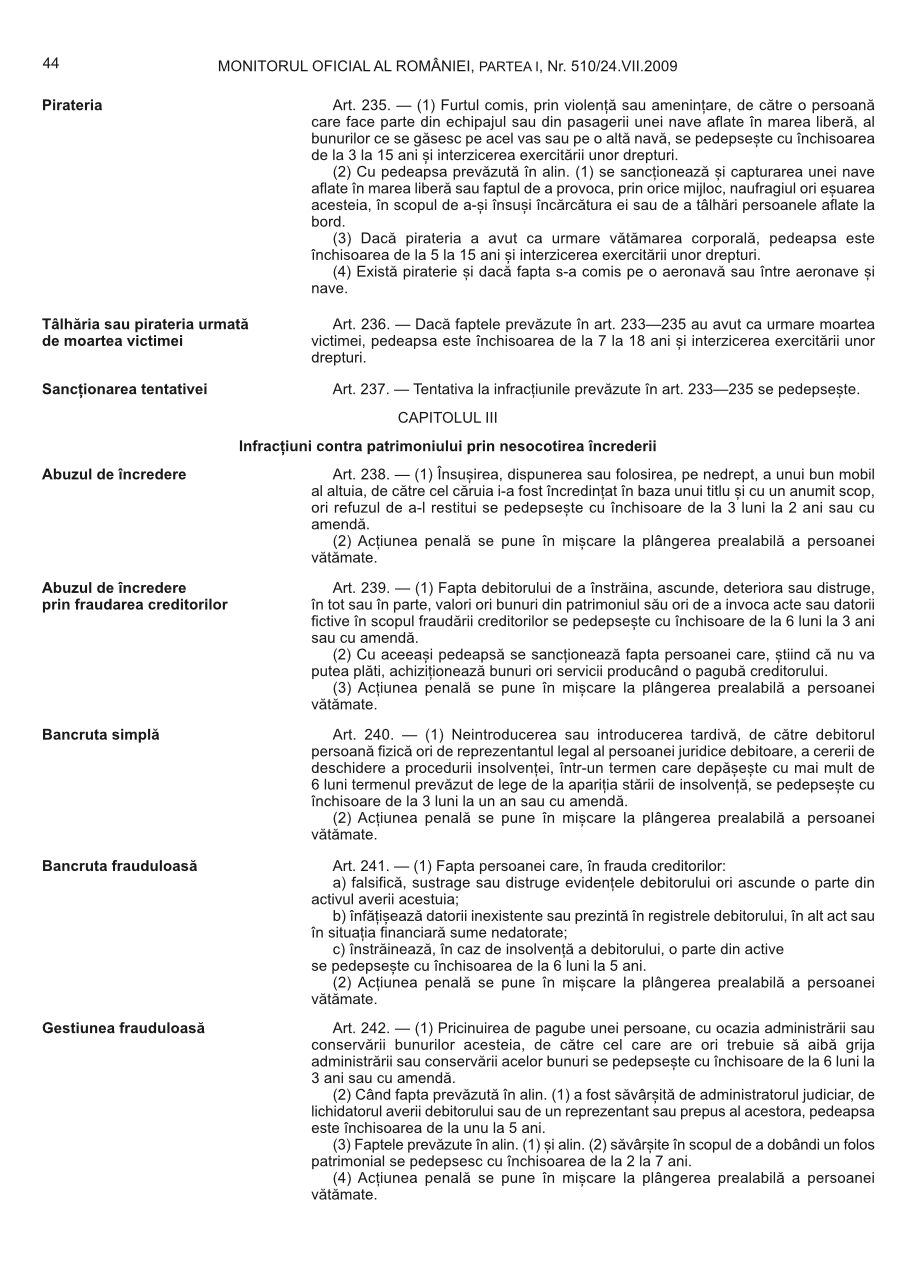 Pagina 44 din Monitorul Oficial nr. 510/2009