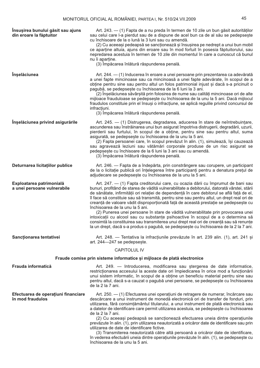 Pagina 45 din Monitorul Oficial nr. 510/2009