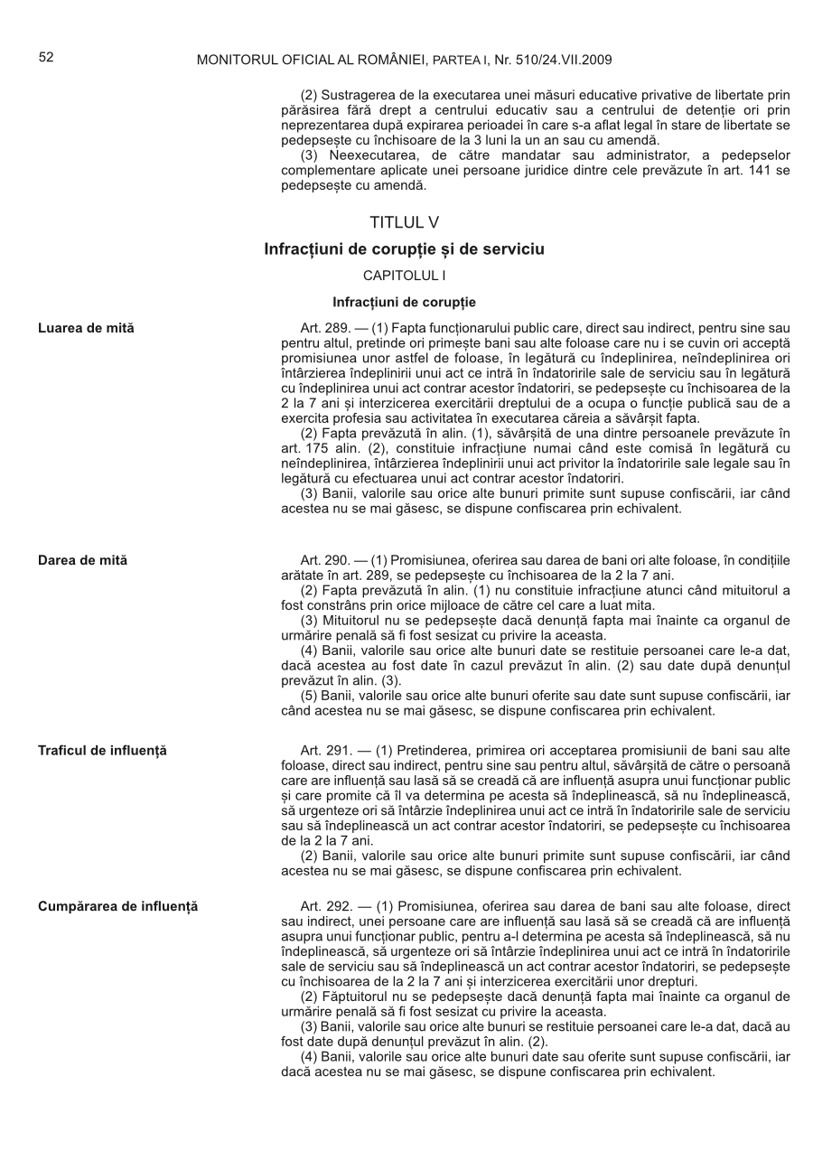 Pagina 52 din Monitorul Oficial nr. 510/2009