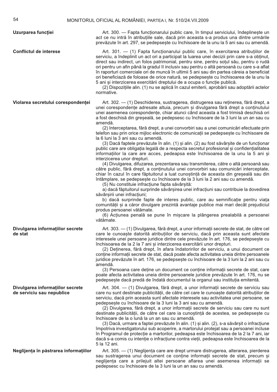 Pagina 54 din Monitorul Oficial nr. 510/2009