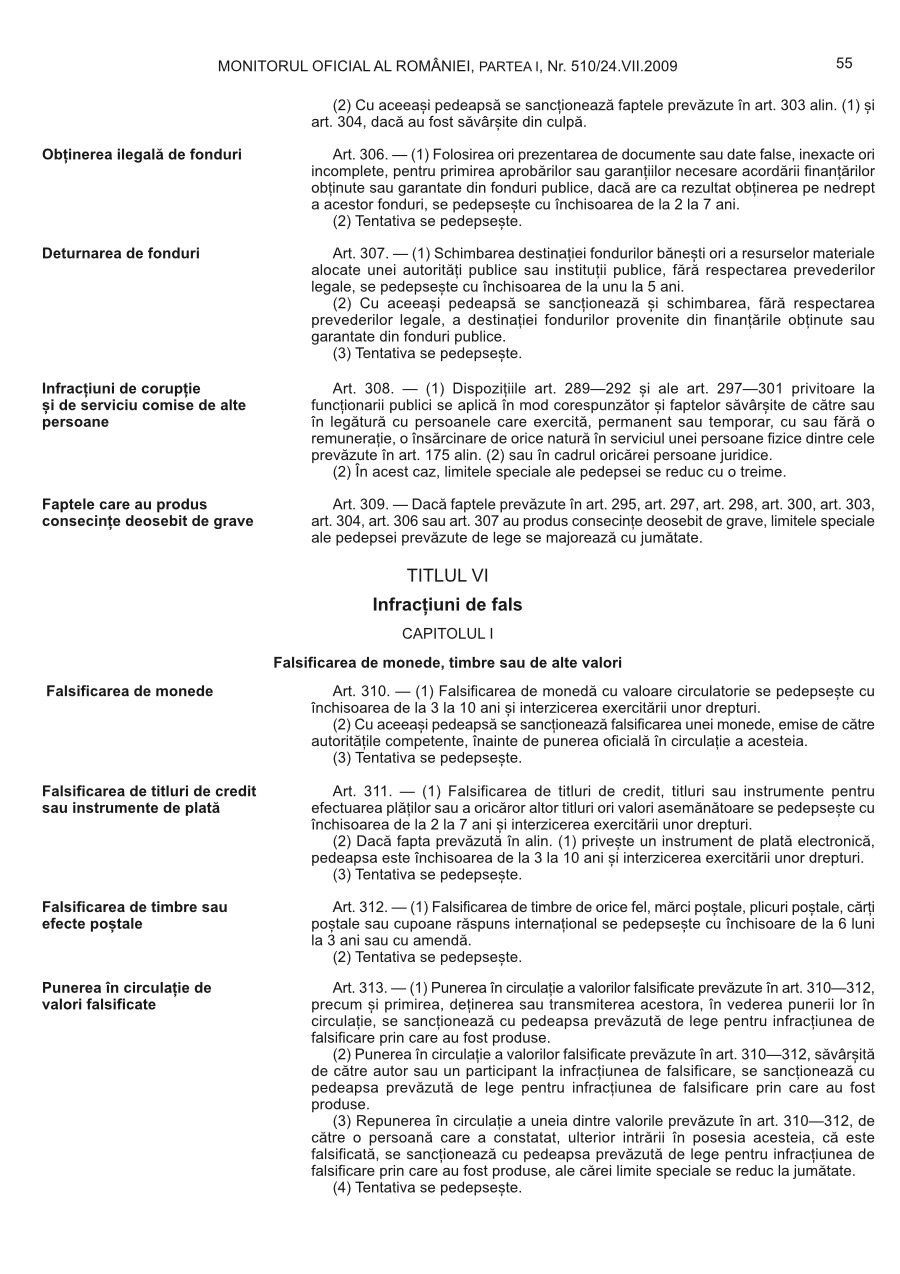 Pagina 55 din Monitorul Oficial nr. 510/2009