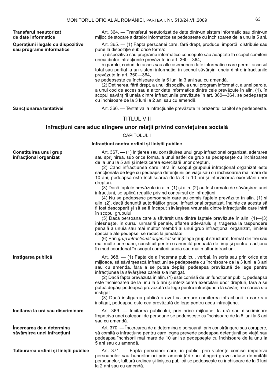 Pagina 63 din Monitorul Oficial nr. 510/2009