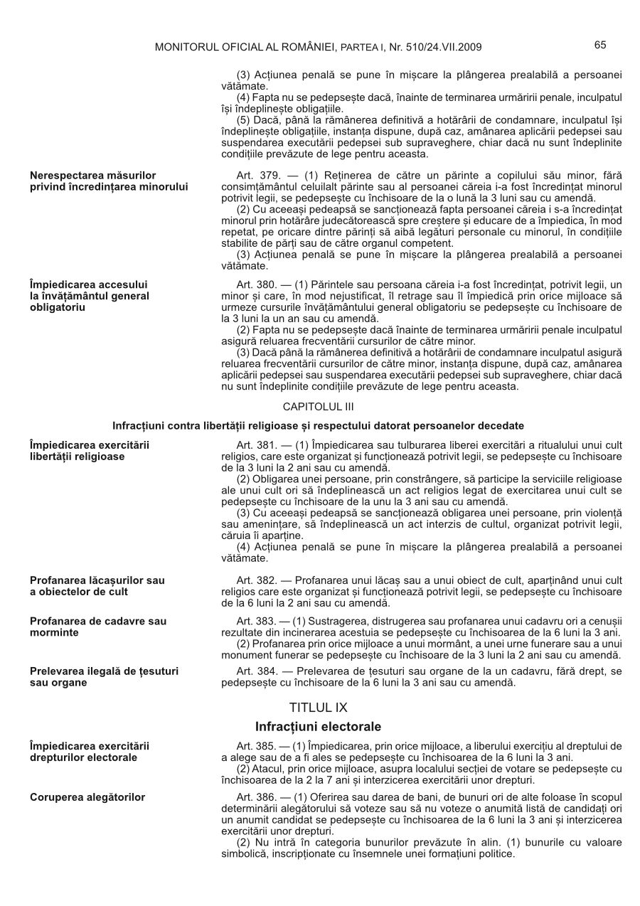 Pagina 65 din Monitorul Oficial nr. 510/2009