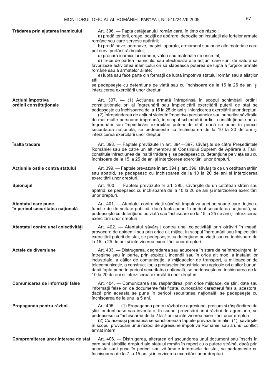 Pagina 67 din Monitorul Oficial nr. 510/2009