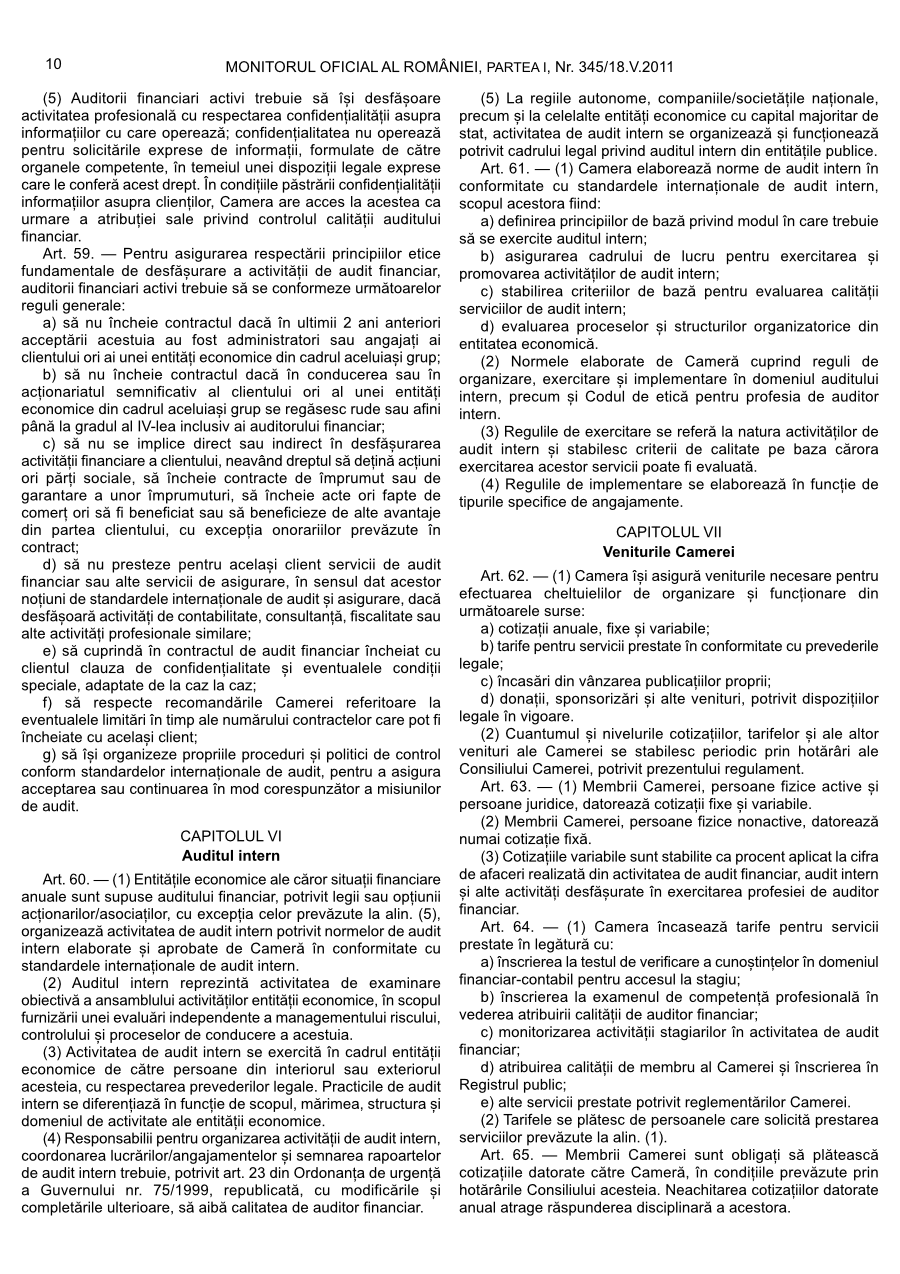 Pagina 10 din Monitorul Oficial nr. 345/2011