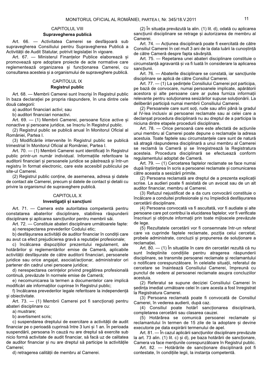 Pagina 11 din Monitorul Oficial nr. 345/2011