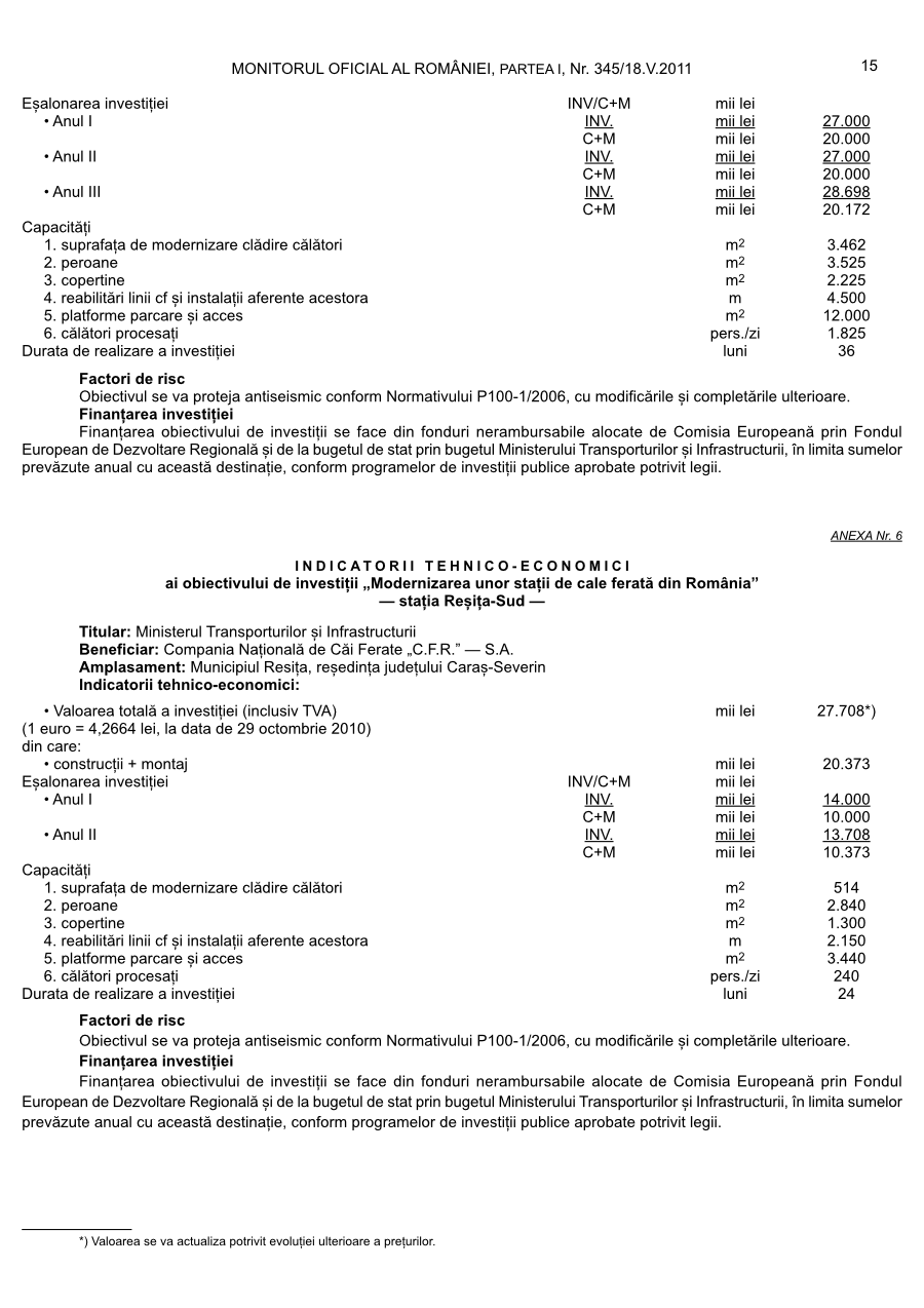 Pagina 15 din Monitorul Oficial nr. 345/2011