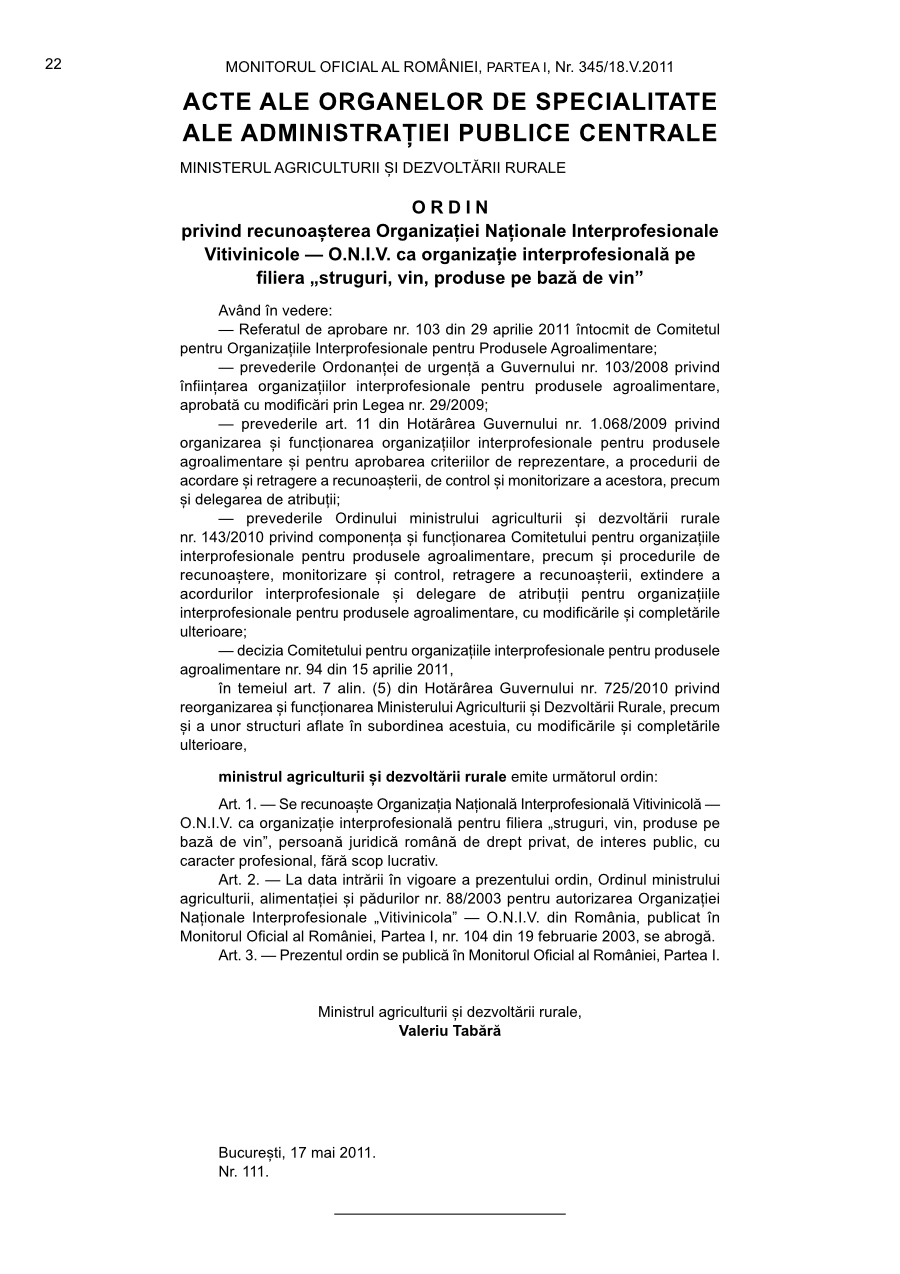 Pagina 22 din Monitorul Oficial nr. 345/2011
