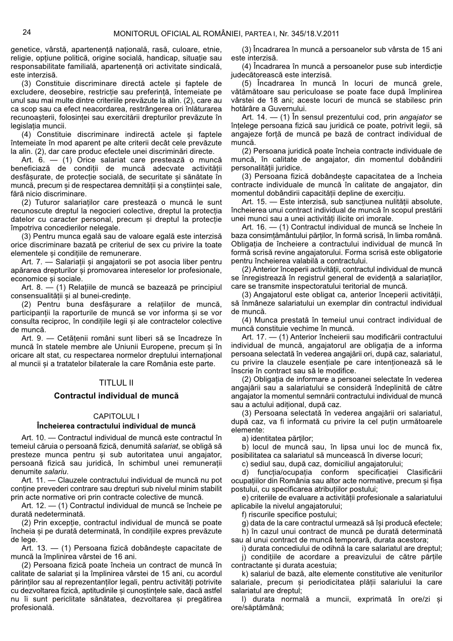 Pagina 24 din Monitorul Oficial nr. 345/2011