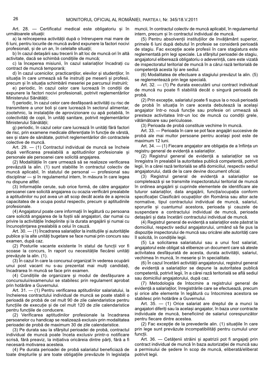 Pagina 26 din Monitorul Oficial nr. 345/2011