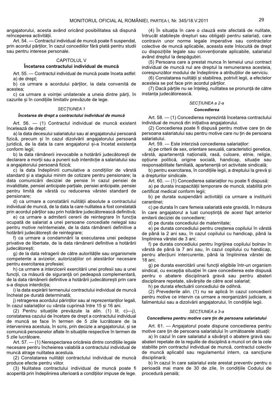 Pagina 29 din Monitorul Oficial nr. 345/2011