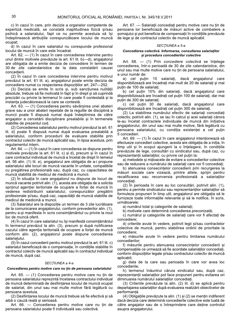 Pagina 30 din Monitorul Oficial nr. 345/2011