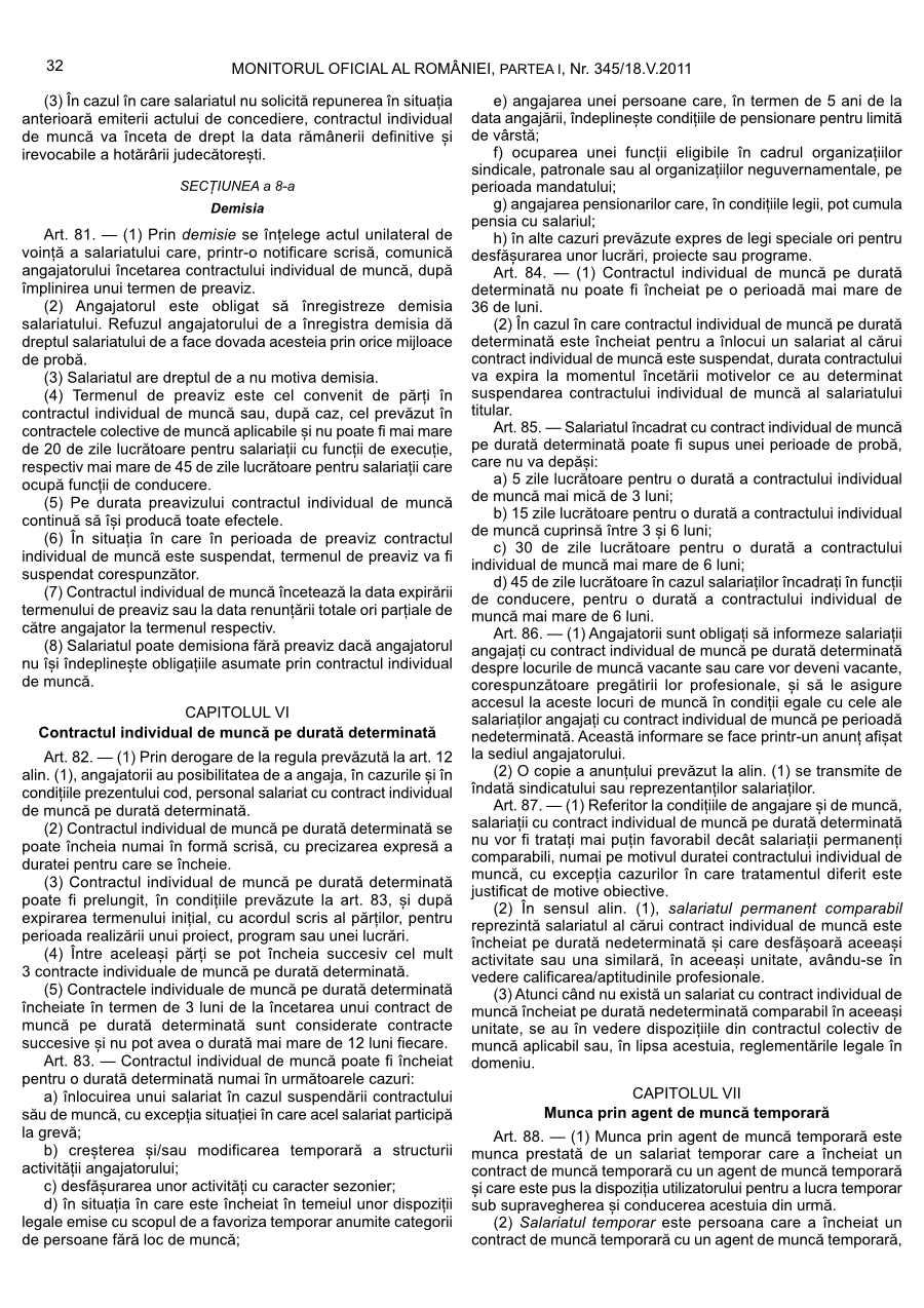 Pagina 32 din Monitorul Oficial nr. 345/2011