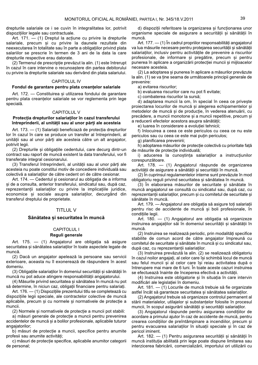 Pagina 39 din Monitorul Oficial nr. 345/2011