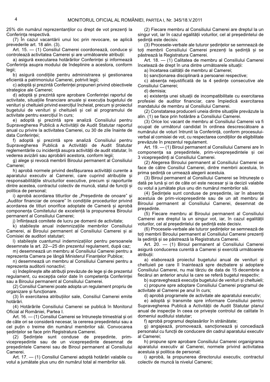 Pagina 4 din Monitorul Oficial nr. 345/2011