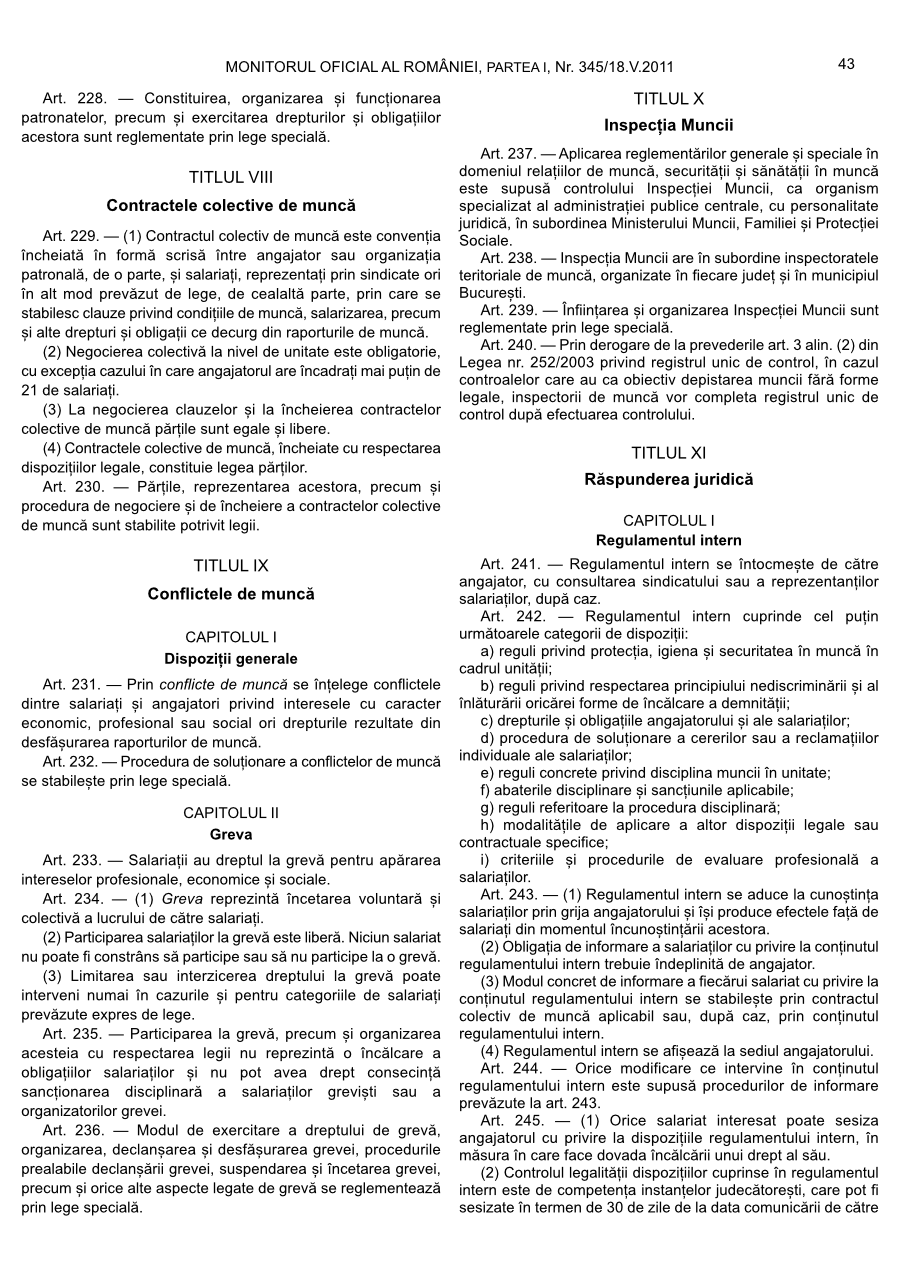 Pagina 43 din Monitorul Oficial nr. 345/2011
