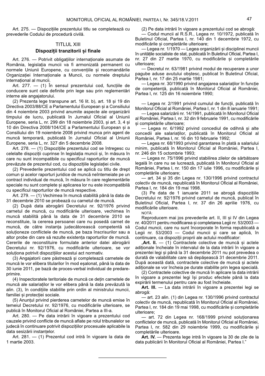 Pagina 47 din Monitorul Oficial nr. 345/2011