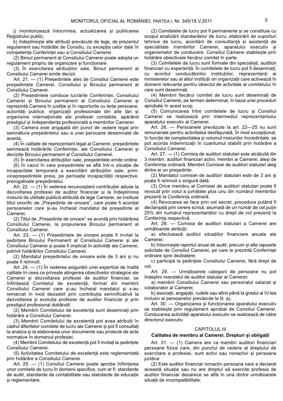 Pagina 5 din Monitorul Oficial nr. 345/2011