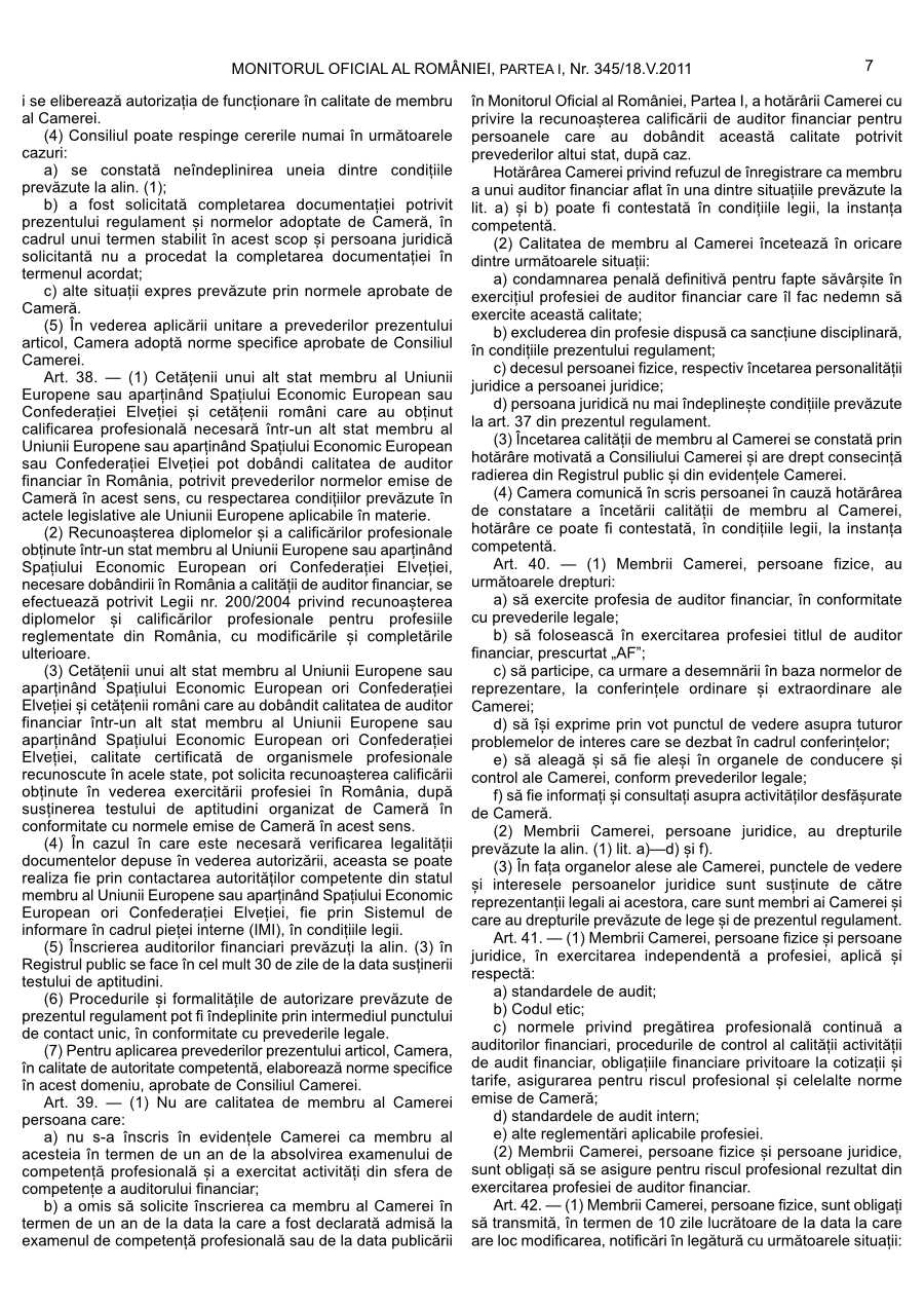 Pagina 7 din Monitorul Oficial nr. 345/2011