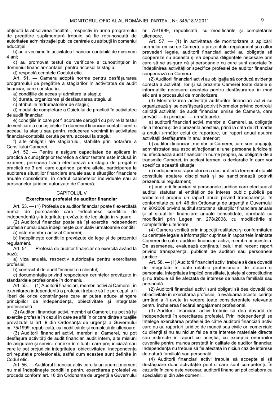 Pagina 9 din Monitorul Oficial nr. 345/2011