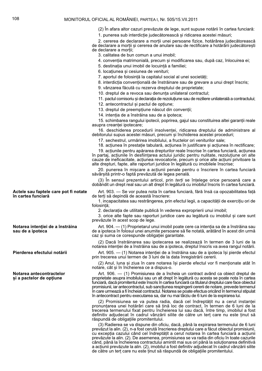 Pagina 108 din Monitorul Oficial nr. 505/2011