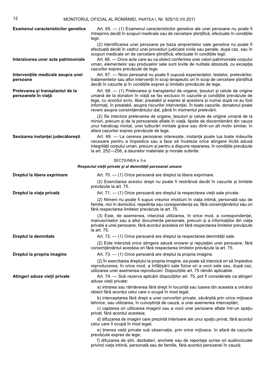 Pagina 12 din Monitorul Oficial nr. 505/2011