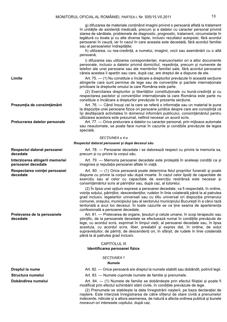 Pagina 13 din Monitorul Oficial nr. 505/2011