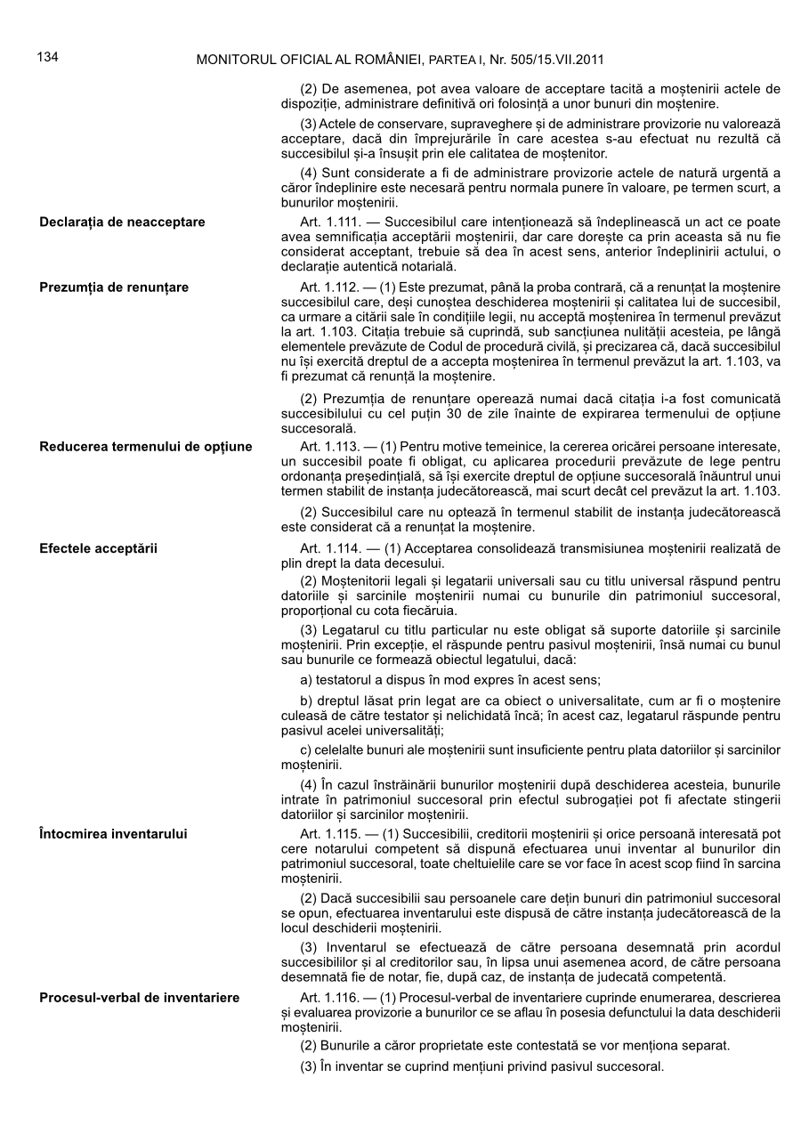 Pagina 134 din Monitorul Oficial nr. 505/2011