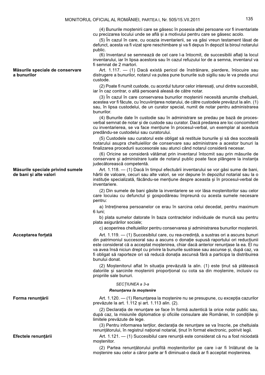 Pagina 135 din Monitorul Oficial nr. 505/2011