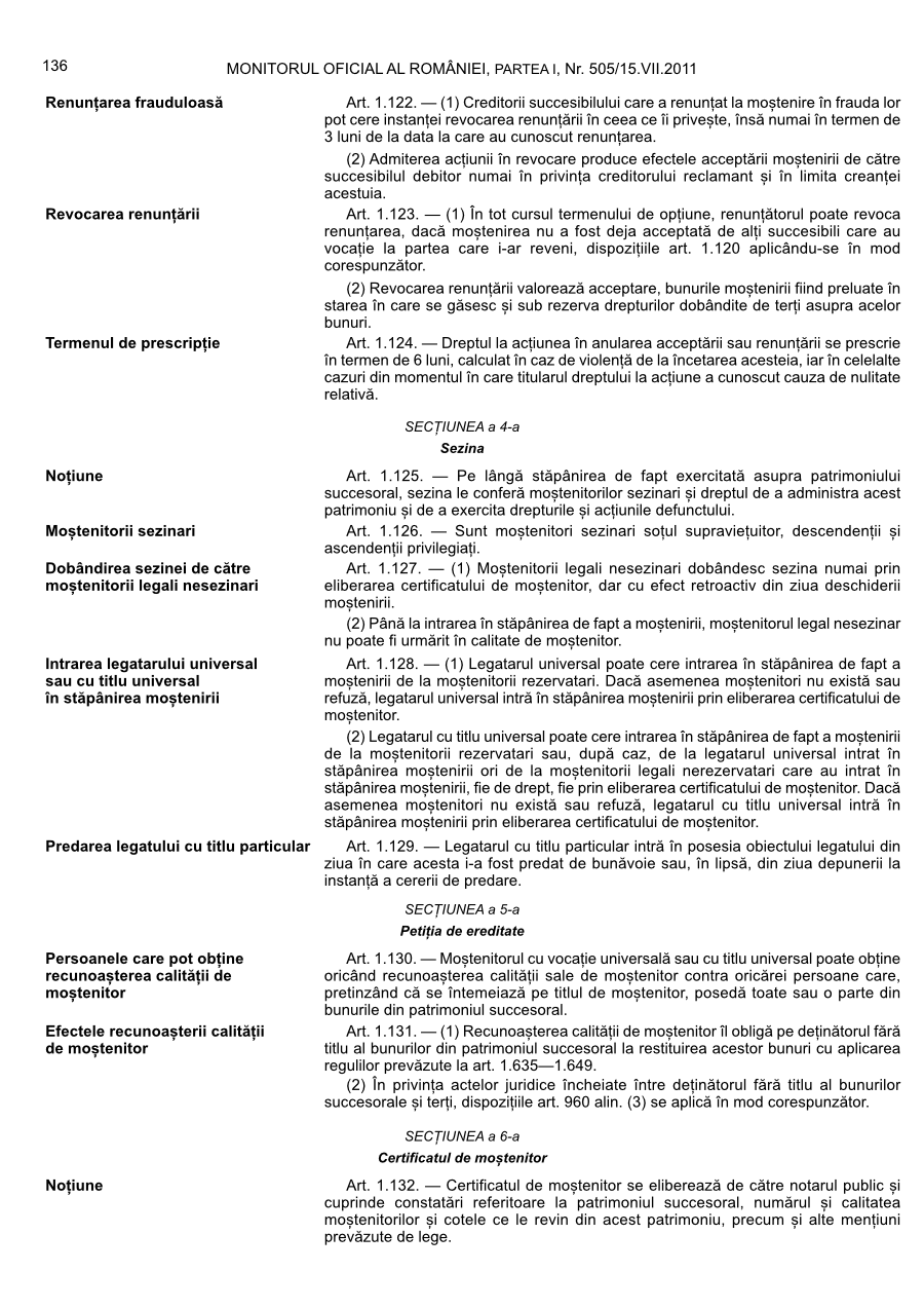 Pagina 136 din Monitorul Oficial nr. 505/2011