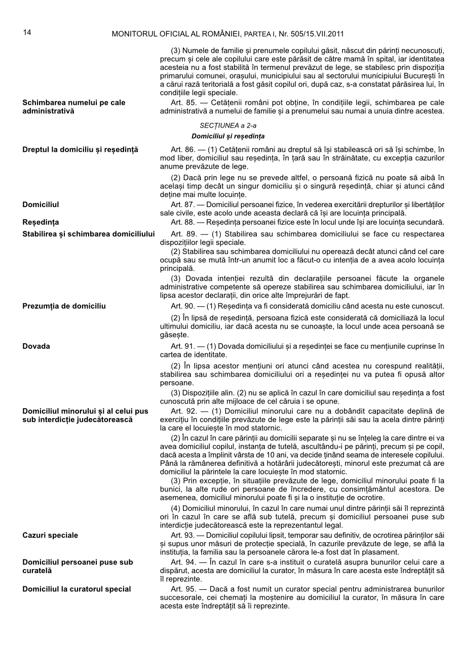 Pagina 14 din Monitorul Oficial nr. 505/2011