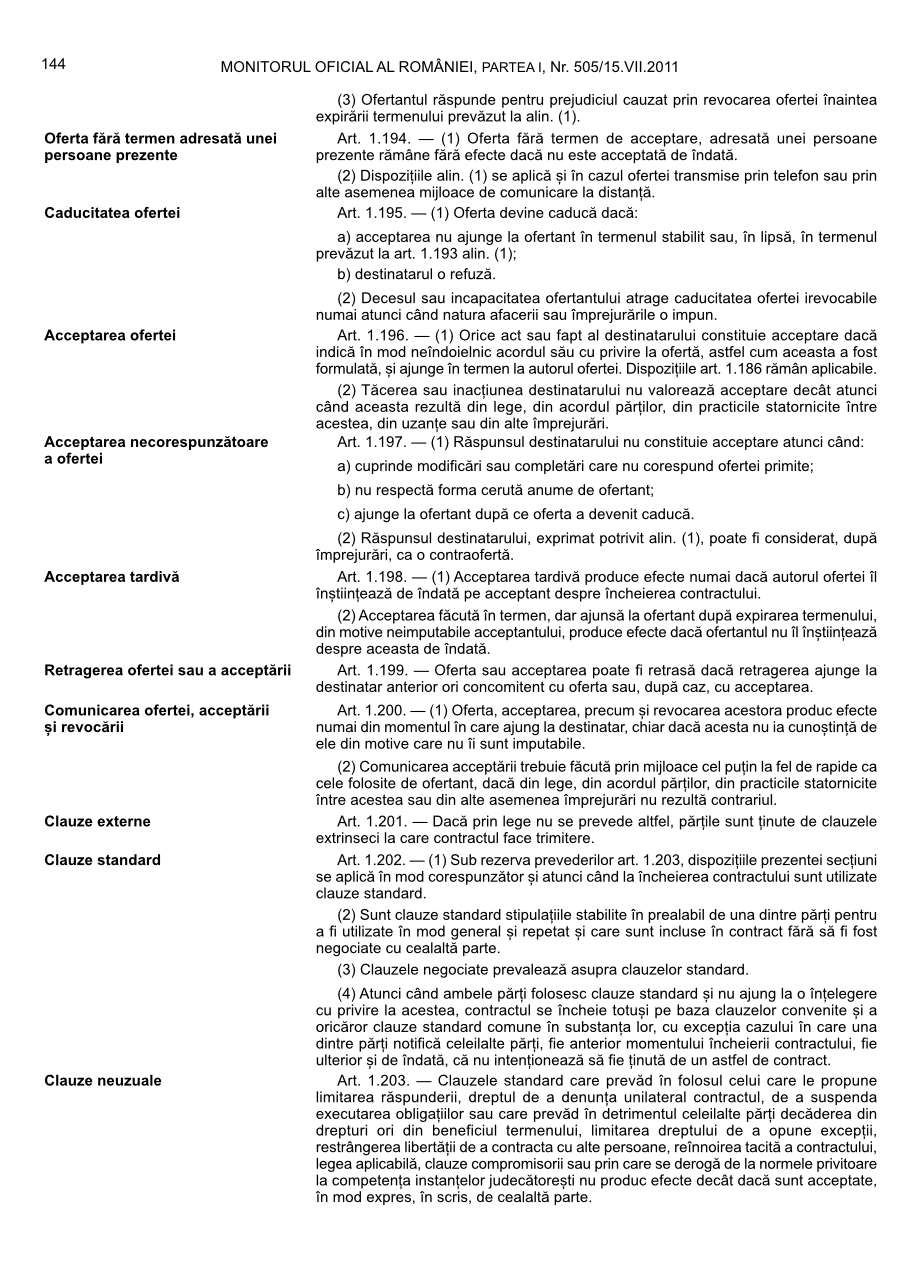 Pagina 144 din Monitorul Oficial nr. 505/2011
