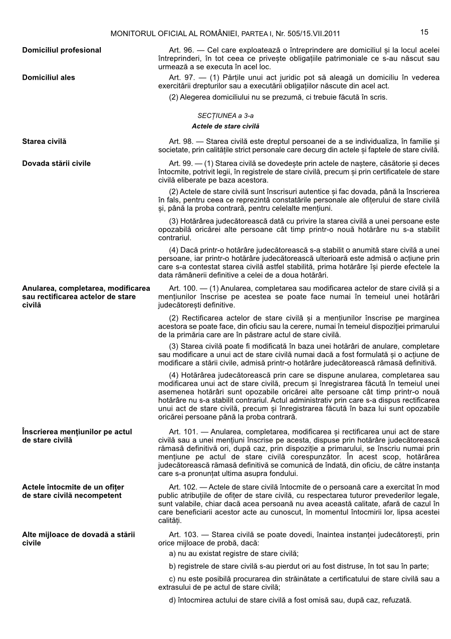 Pagina 15 din Monitorul Oficial nr. 505/2011