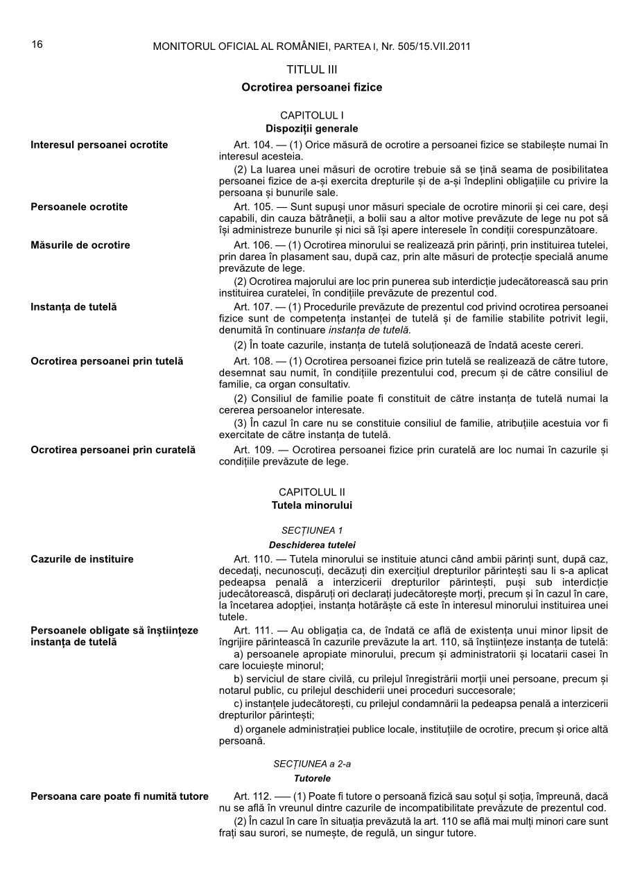 Pagina 16 din Monitorul Oficial nr. 505/2011
