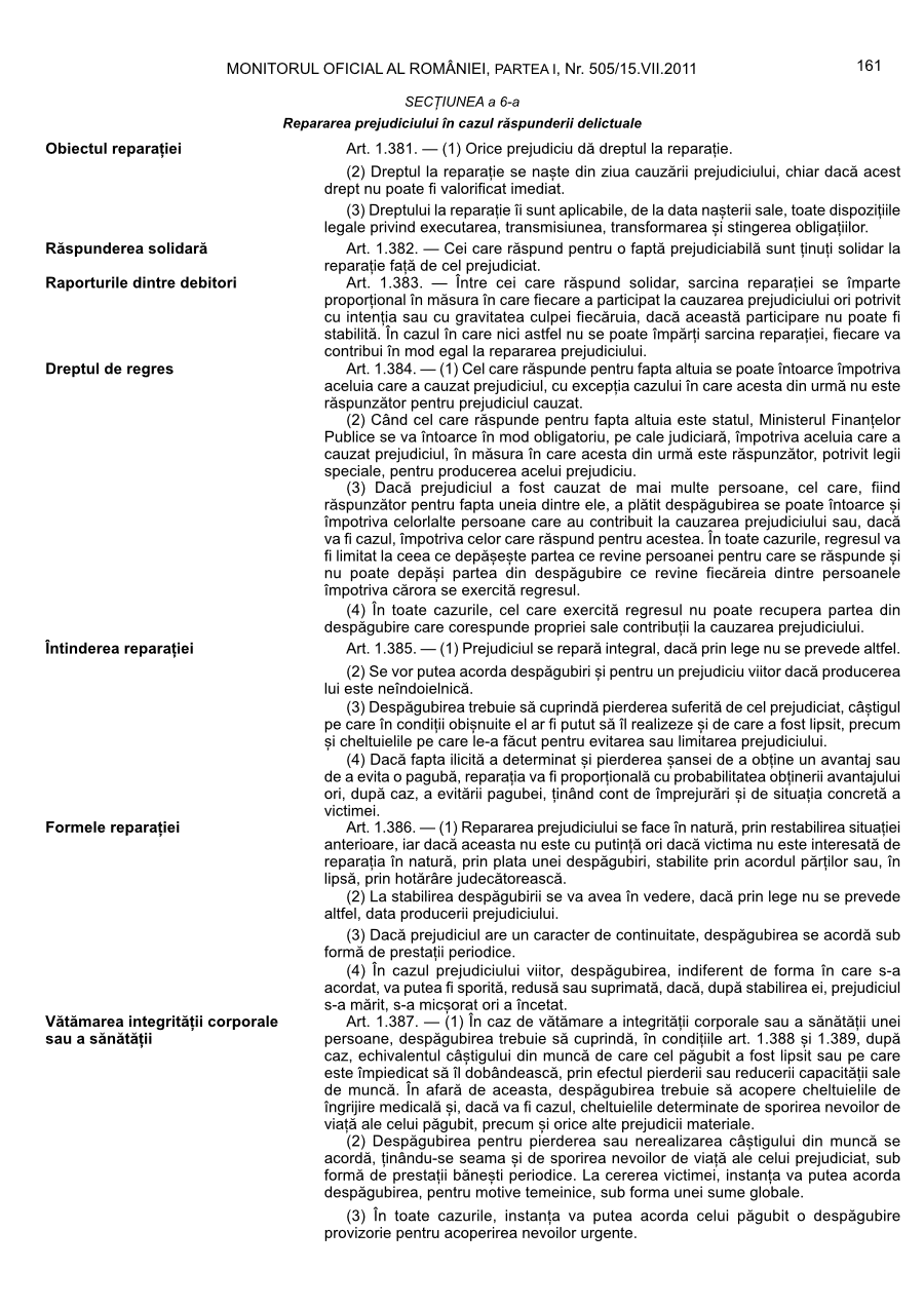 Pagina 161 din Monitorul Oficial nr. 505/2011