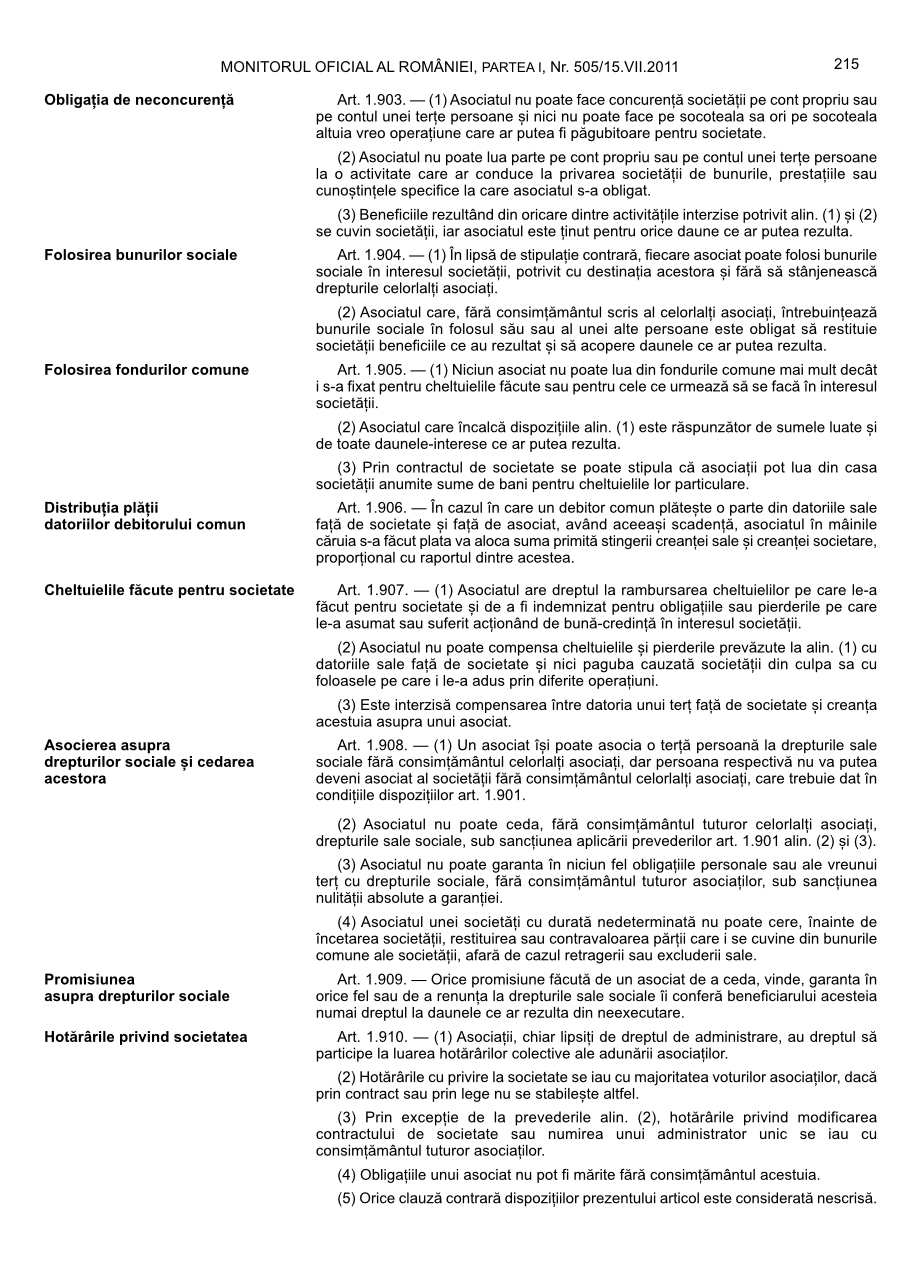 Pagina 215 din Monitorul Oficial nr. 505/2011