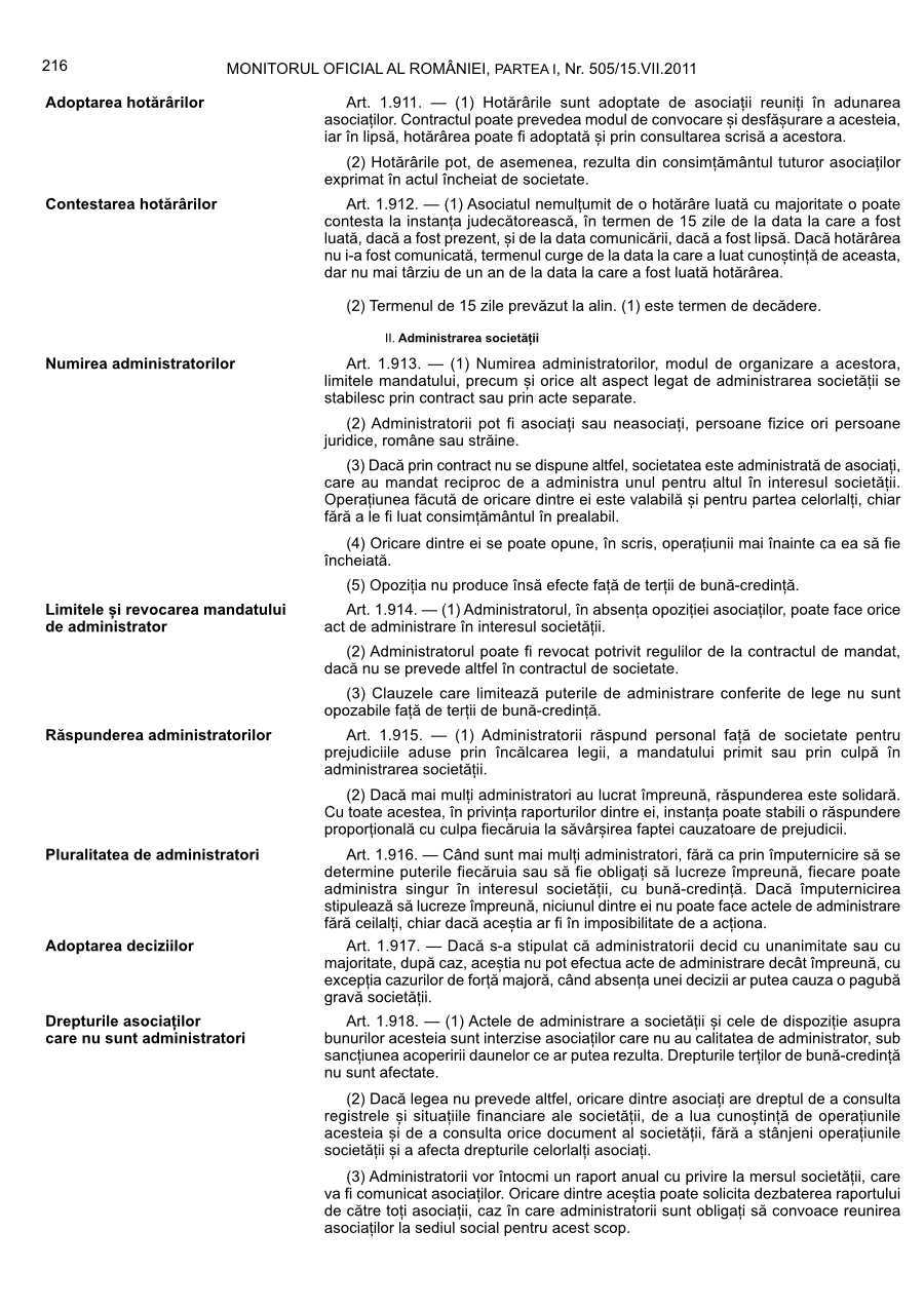 Pagina 216 din Monitorul Oficial nr. 505/2011