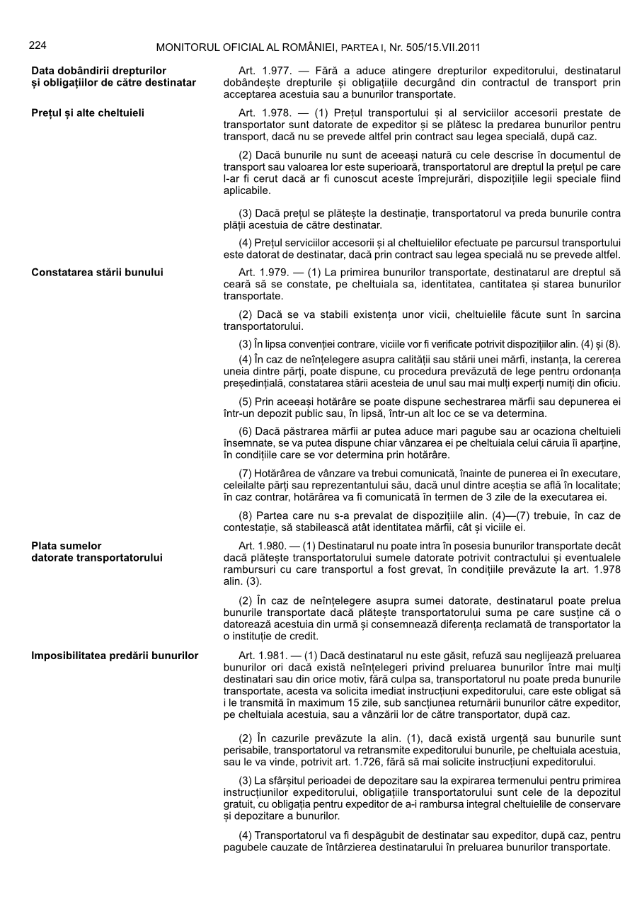 Pagina 224 din Monitorul Oficial nr. 505/2011