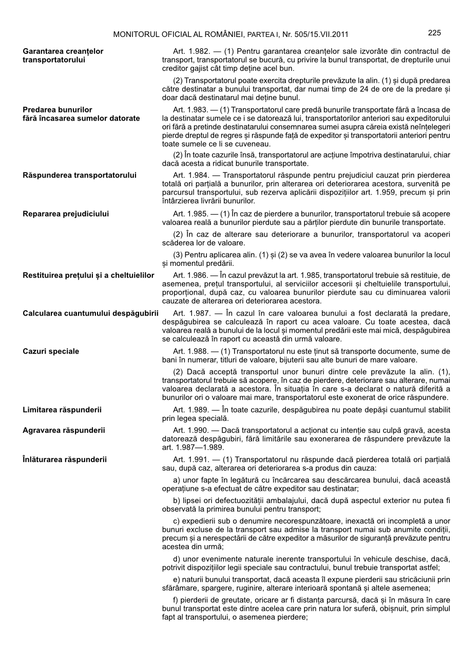 Pagina 225 din Monitorul Oficial nr. 505/2011
