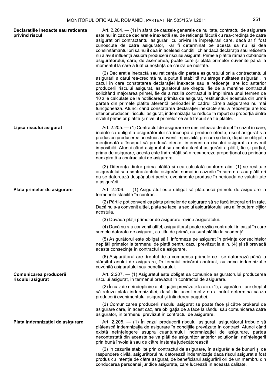 Pagina 251 din Monitorul Oficial nr. 505/2011